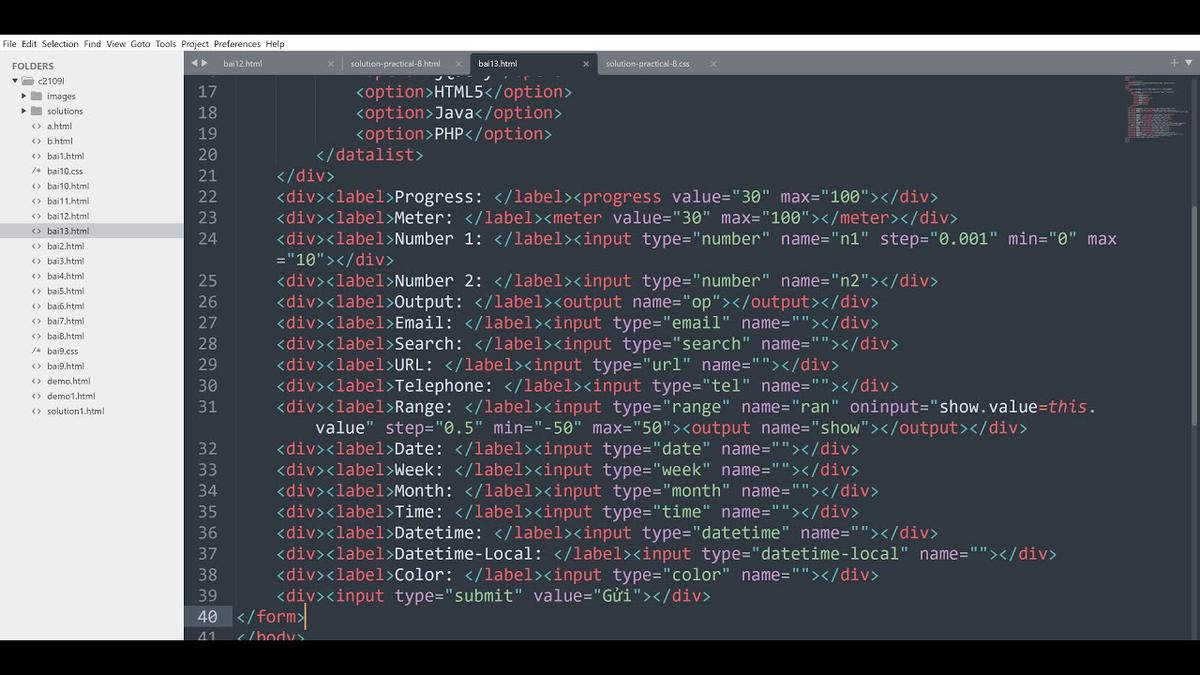 'Video thumbnail for HTML5-CSS3-C2109L: Buổi 15. Progress, meter, output, datalist, number, search, url, email, tel'