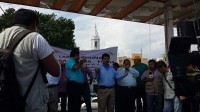 Líderes sindicales del SITEM, Sección 29 del SNTE, y SITET.