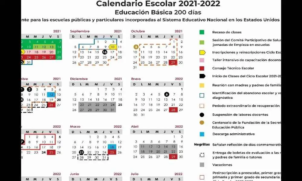 SEP publica el calendario escolar 2021-2022