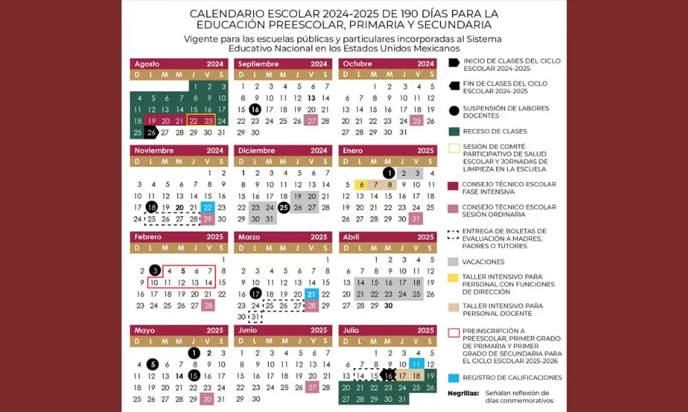 Es oficial: SEP publica el Calendario Escolar 2024-2025
